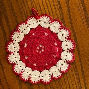 Vintage Red and White Doily